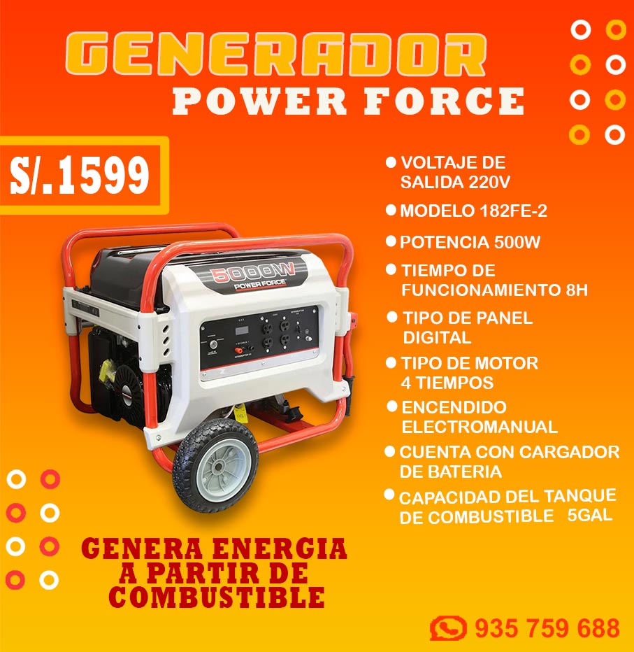 GENERADOR POWER FORCE 5000W